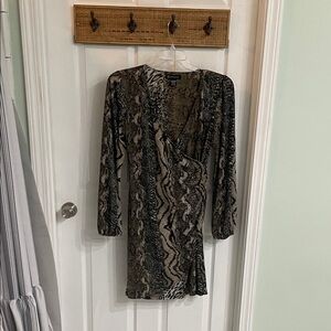INC International Concepts Black and Gray Patterned Dress